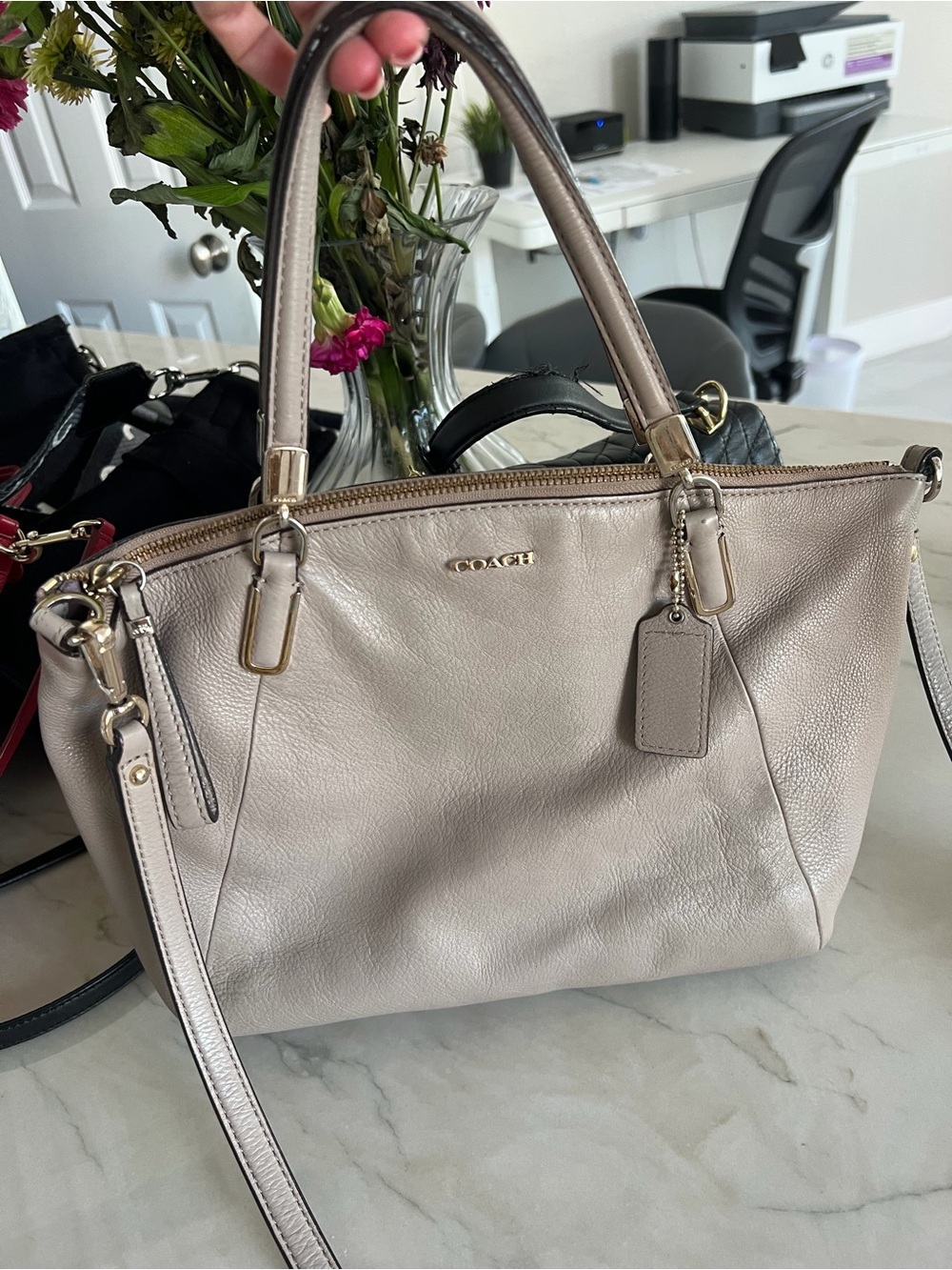 Coach Pebbled Leather Shoulder Bag in Red - Picture 8 of 11